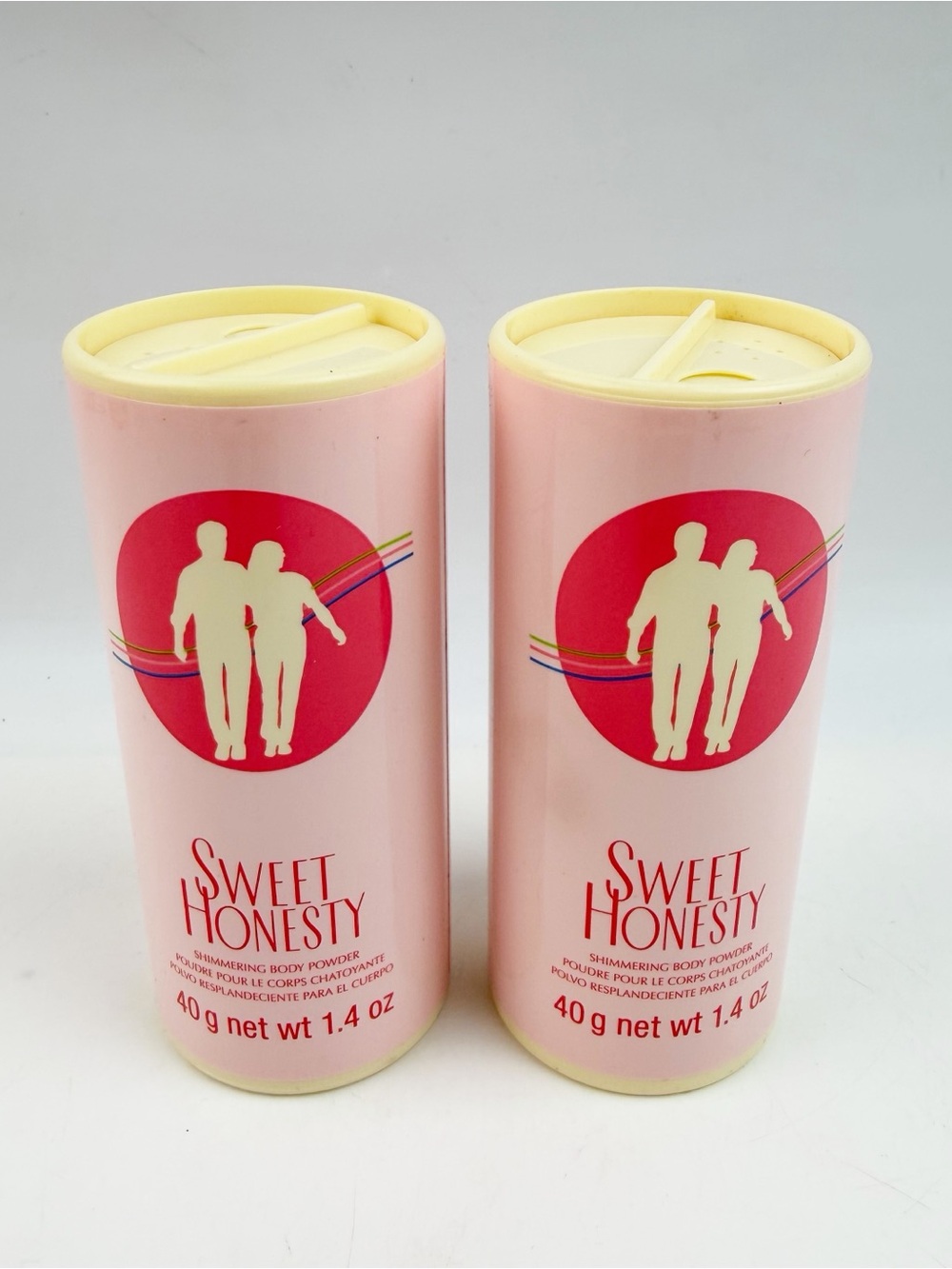 TWO Avon Sweet Honesty Shimmering Body Talc Powder Retired New 1.4 oz ea